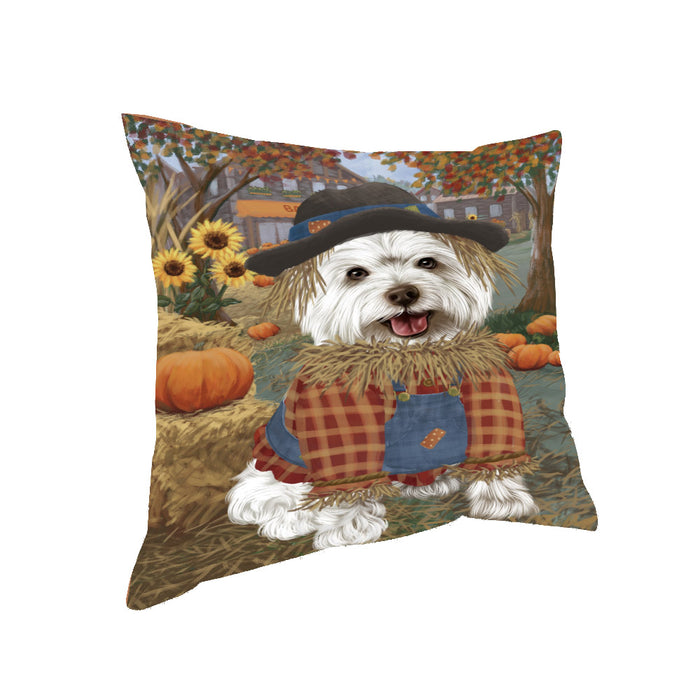 Fall Pumpkin Scarecrow Weimaraner Dogs Pillow PIL85452 (18x18)