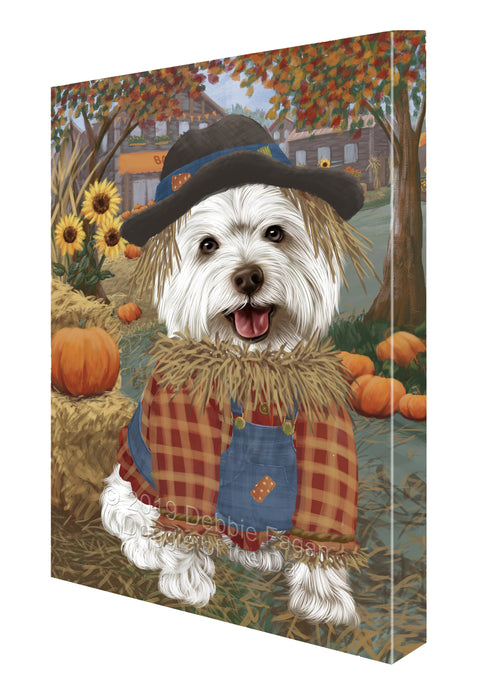 Fall Pumpkin Scarecrow West Highland Terrier Dogs Canvas Print Wall Art Décor CVS144647