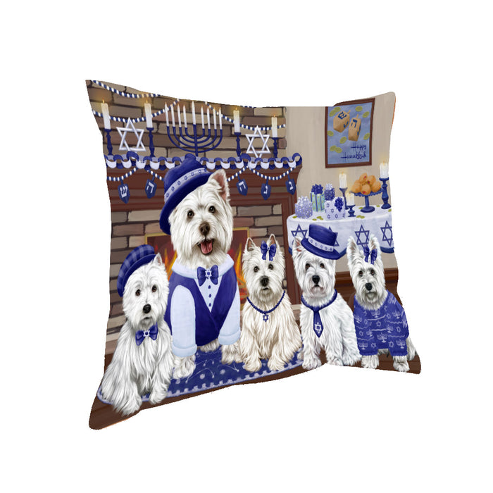 Happy Hanukkah Family West Highland Terrier Dogs Pillow PIL85332