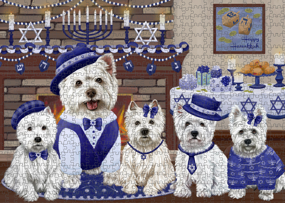 Happy Hanukkah Family West Highland Terrier Dogs Puzzle  PUZL98948