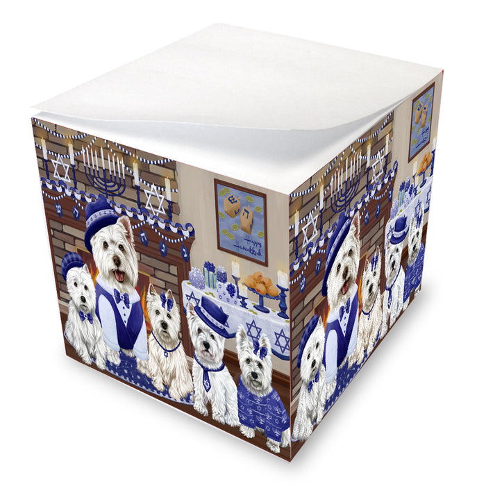 Happy Hanukkah Family West Highland Terrier Dogs Note Cube NOC-DOTD-A56600
