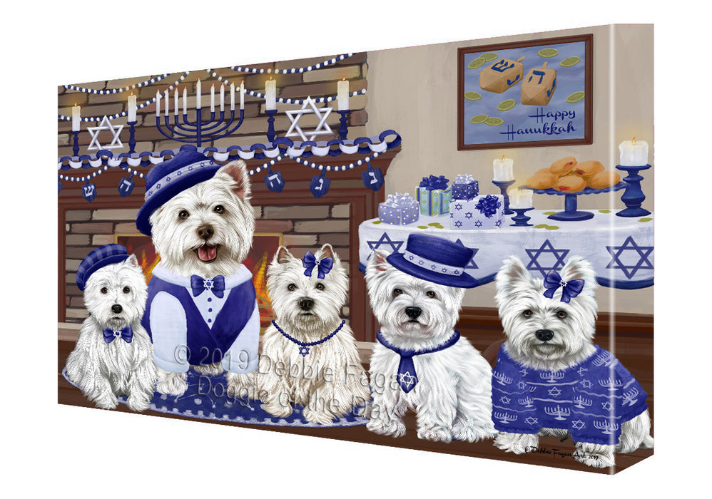 Happy Hanukkah Family West Highland Terrier Dogs Canvas Print Wall Art Décor CVS144368