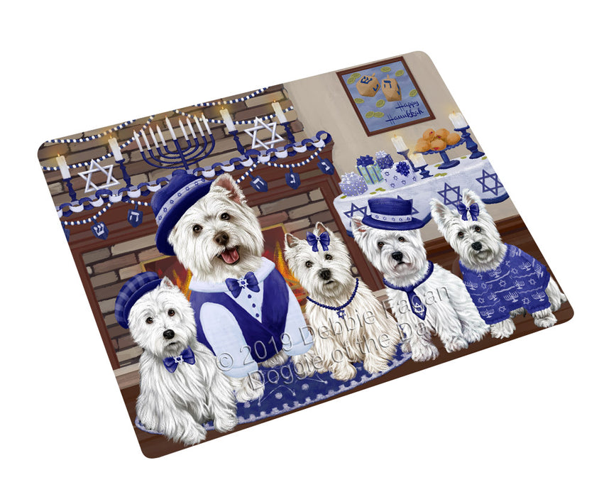 Happy Hanukkah Family West Highland Terrier Dogs Cutting Board - For Kitchen - Scratch & Stain Resistant - Designed To Stay In Place - Easy To Clean By Hand - Perfect for Chopping Meats, Vegetables