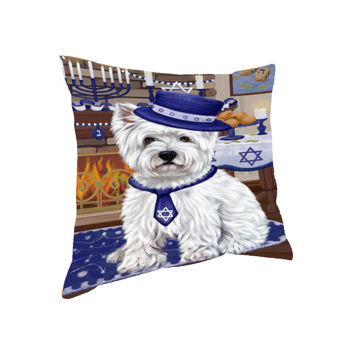 Happy Hanukkah West Highland Terrier Dog Pillow PIL85576