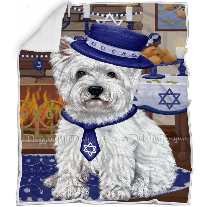 Happy Hanukkah West Highland Terrier Dog Blanket BLNKT144070