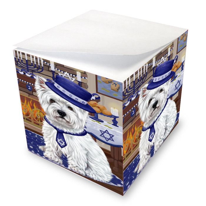 Happy Hanukkah Family West Highland Terrier Dogs Note Cube NOC-DOTD-A57664