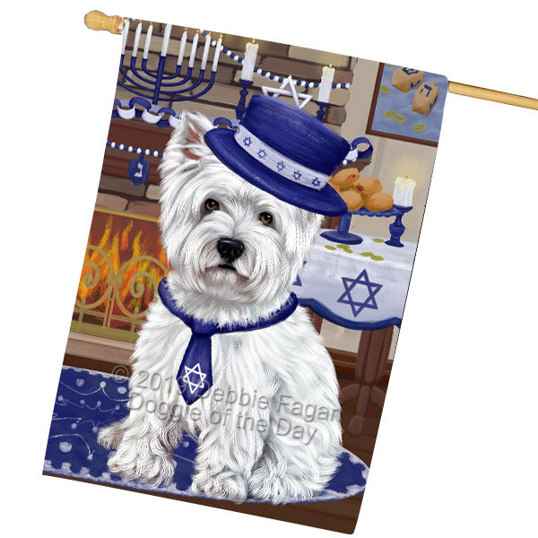 Happy Hanukkah West Highland Terrier Dog House Flag FLG66018