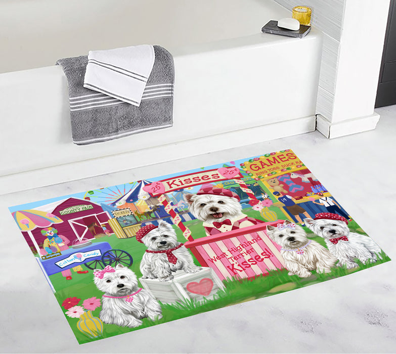 Carnival Kissing Booth West Highland Terrier Dogs Bath Mat