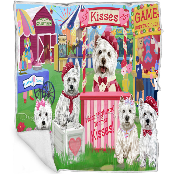Carnival Kissing Booth West Highland Terriers Dog Blanket BLNKT123861