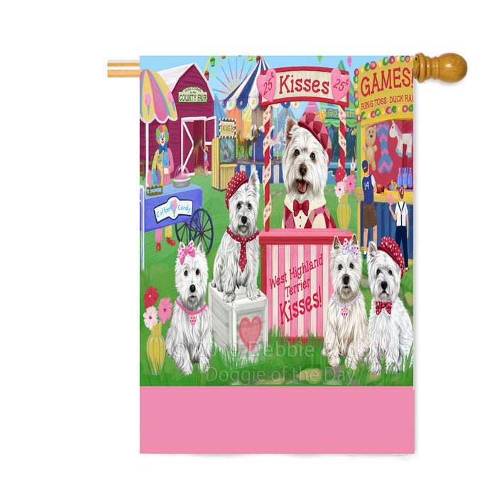 Personalized Carnival Kissing Booth West Highland Terrier Dogs Custom House Flag FLG63652
