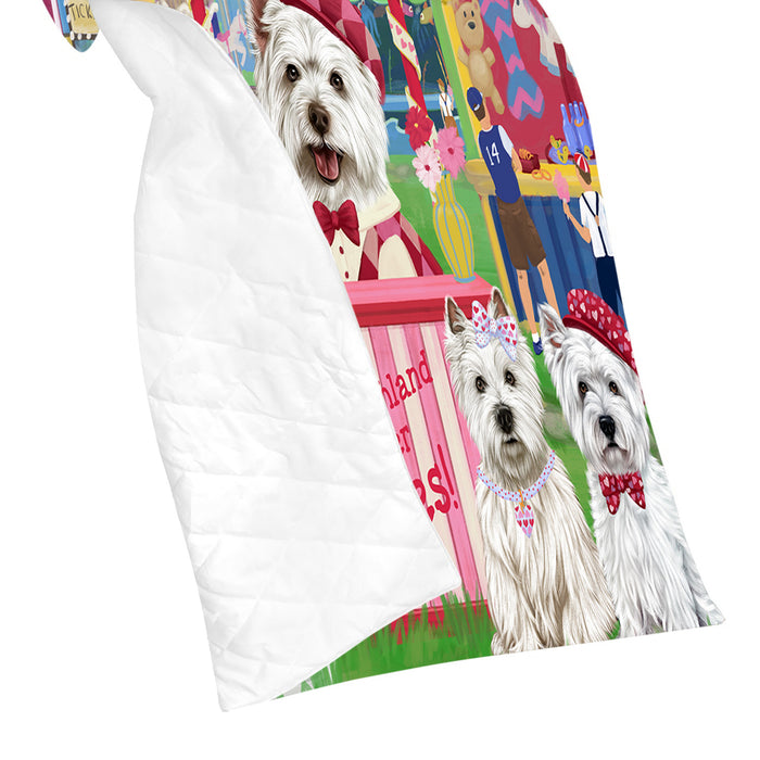 Carnival Kissing Booth West Highland Terrier Dogs Quilt