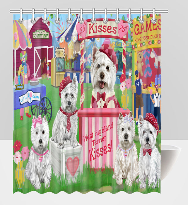 Carnival Kissing Booth West Highland Terrier Dogs Shower Curtain