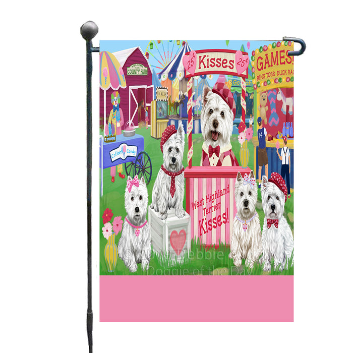 Personalized Carnival Kissing Booth West Highland Terrier Dogs Custom Garden Flag GFLG64328
