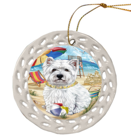 Pet Friendly Beach West Highland Terrier Dog Doily Ornament DPOR58581