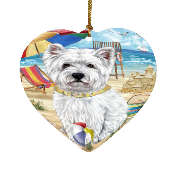 Pet Friendly Beach West Highland Terrier Dog  Heart Christmas Ornament HPORA58930