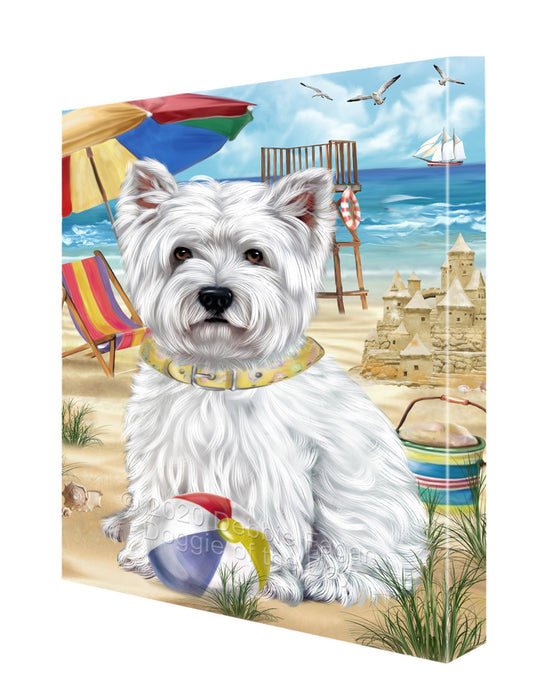 Pet Friendly Beach West Highland Terrier Dog Canvas Wall Art - Premium Quality Ready to Hang Room Decor Wall Art Canvas - Unique Animal Printed Digital Painting for Decoration CVS175