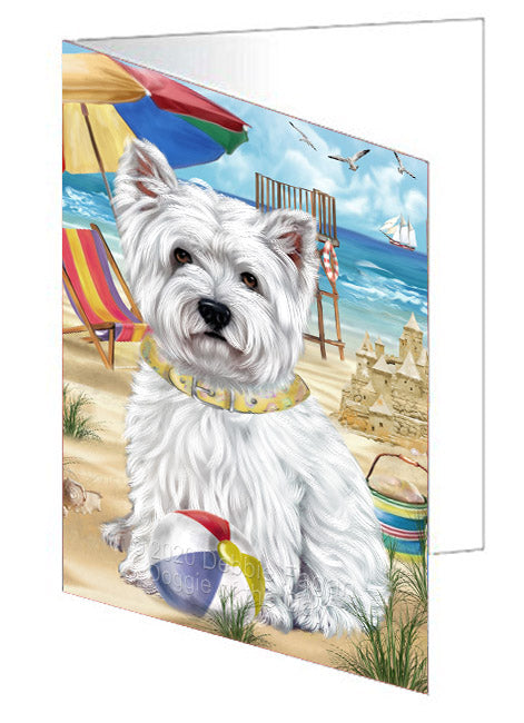 Pet Friendly Beach West Highland Terrier Dog Handmade Artwork Assorted Pets Greeting Cards and Note Cards with Envelopes for All Occasions and Holiday Seasons
