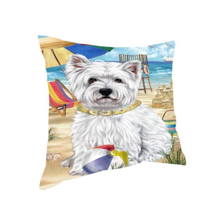 Pet Friendly Beach West Highland Terrier Dog Pillow with Top Quality High-Resolution Images - Ultra Soft Pet Pillows for Sleeping - Reversible & Comfort - Ideal Gift for Dog Lover - Cushion for Sofa Couch Bed - 100% Polyester, PILA91726