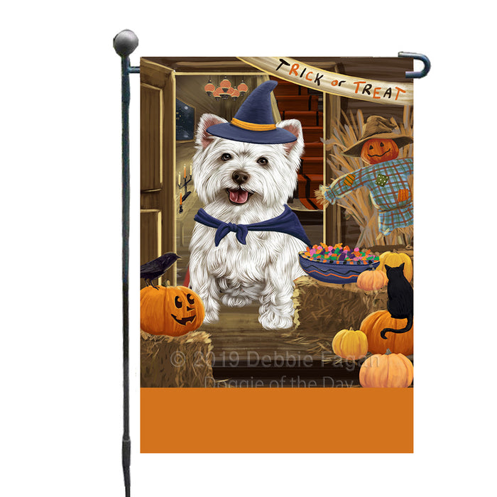 Personalized Enter at Own Risk Trick or Treat Halloween West Highland Terrier Dog Custom Garden Flags GFLG-DOTD-A59766