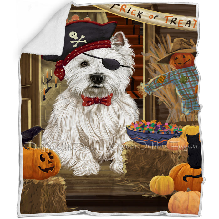 Enter at Own Risk Trick or Treat Halloween West Highland Terrier Dog Blanket BLNKT97365