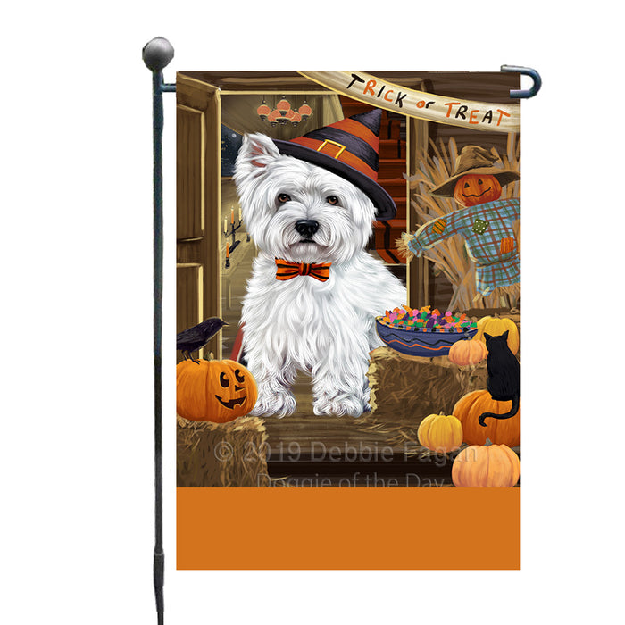 Personalized Enter at Own Risk Trick or Treat Halloween West Highland Terrier Dog Custom Garden Flags GFLG-DOTD-A59768