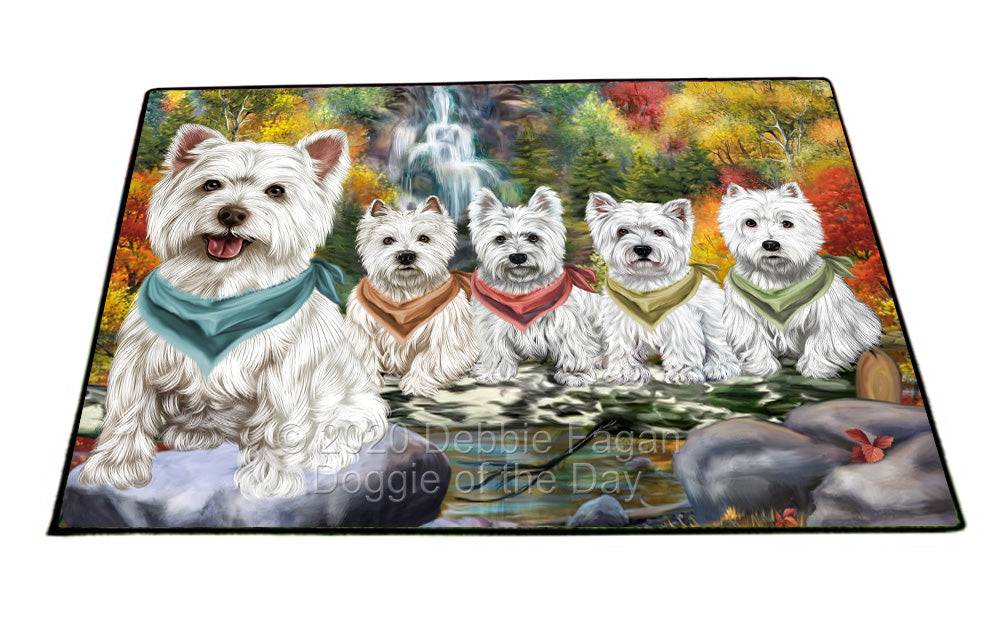 Scenic Waterfall West Highland Terrier Dogs Floormat FLMS55996