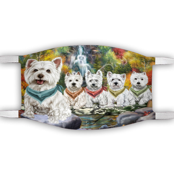 Scenic Waterfall West Highland Terrier Dogs Face Mask FM49354