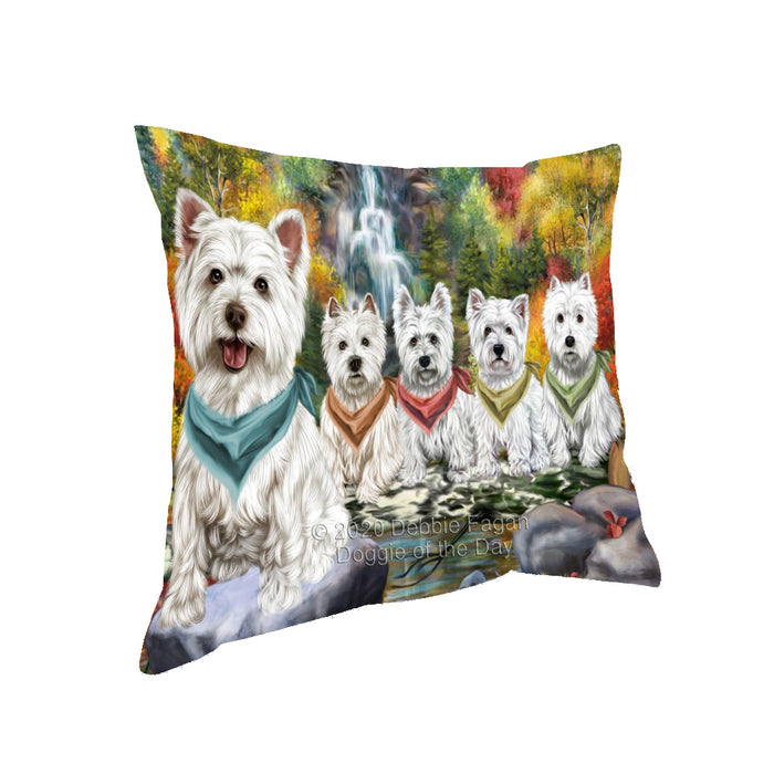 Scenic Waterfall West Highland Terrier Dogs Pillow with Top Quality High-Resolution Images - Ultra Soft Pet Pillows for Sleeping - Reversible & Comfort - Ideal Gift for Dog Lover - Cushion for Sofa Couch Bed - 100% Polyester