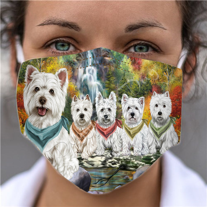 Scenic Waterfall West Highland Terrier Dogs Face Mask FM49354