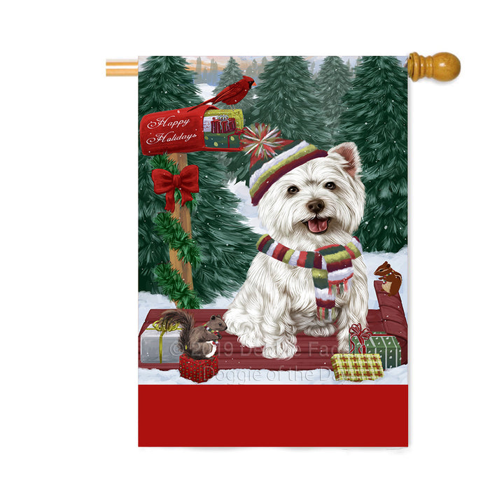 Personalized Merry Christmas Woodland Sled West Highland Terrier Dog Custom House Flag FLG-DOTD-A61779