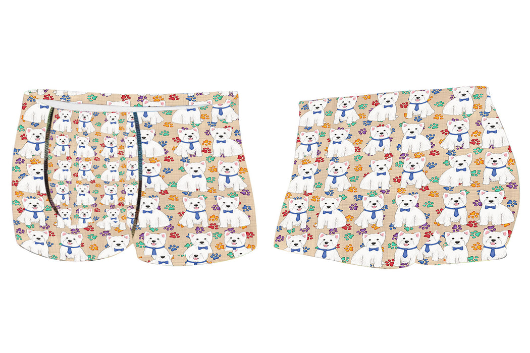 Rainbow Paw Print West Highland Terrier Dogs BlueMen's All Over Print Boxer Briefs