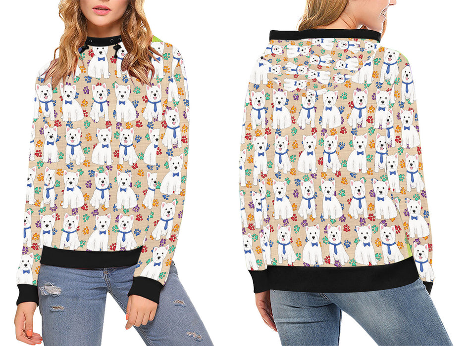 Rainbow Paw Print West Highland Terrier Dogs High Neck Pullover Women's Hoodie WH49181