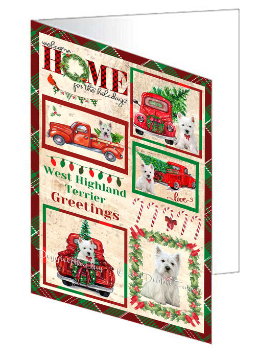 Welcome Home for Christmas Holidays West Highland Terrier Dogs Handmade Artwork Assorted Pets Greeting Cards and Note Cards with Envelopes for All Occasions and Holiday Seasons GCD76334