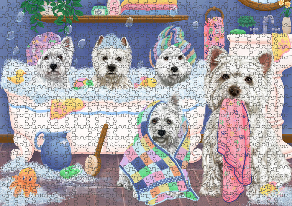 Rub A Dub Dogs In A Tub West Highland Terriers Dog Puzzle with Photo Tin PUZL95536
