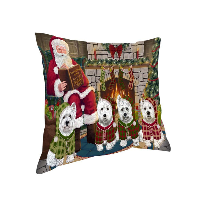 Christmas Cozy Holiday Tails West Highland Terriers Dog Pillow PIL70524