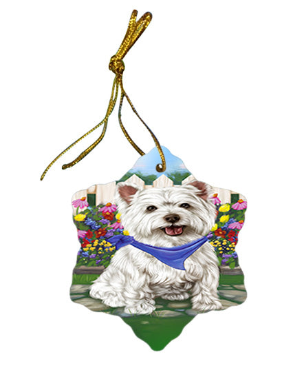 Spring Floral West Highland Terrier Dog Star Porcelain Ornament SPOR52178