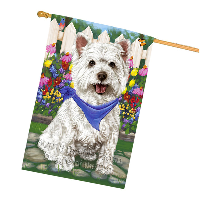 Spring Floral West Highland Terrier Dog House Flag FLG50149