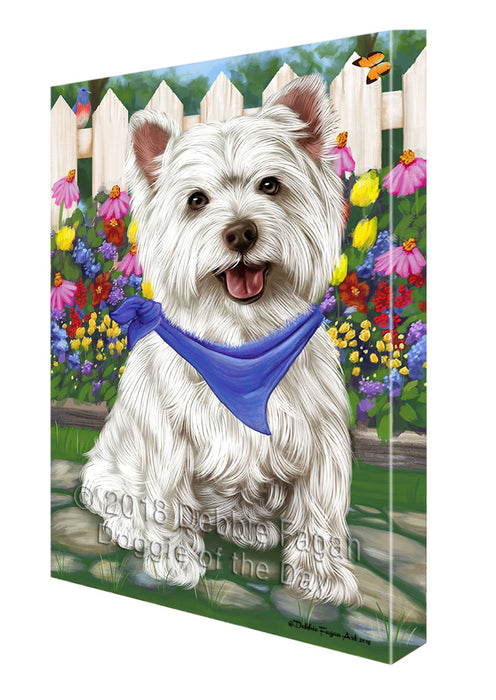 Spring Floral West Highland Terrier Dog Canvas Wall Art CVS67408