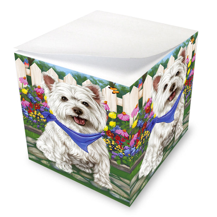 Spring Floral West Highland Terrier Dog Note Cube NOC52280