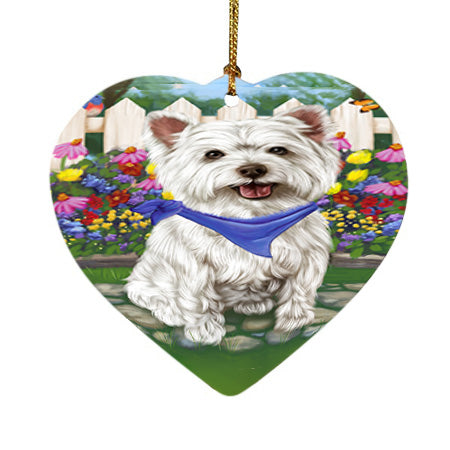 Spring Floral West Highland Terrier Dog Heart Christmas Ornament HPOR52187