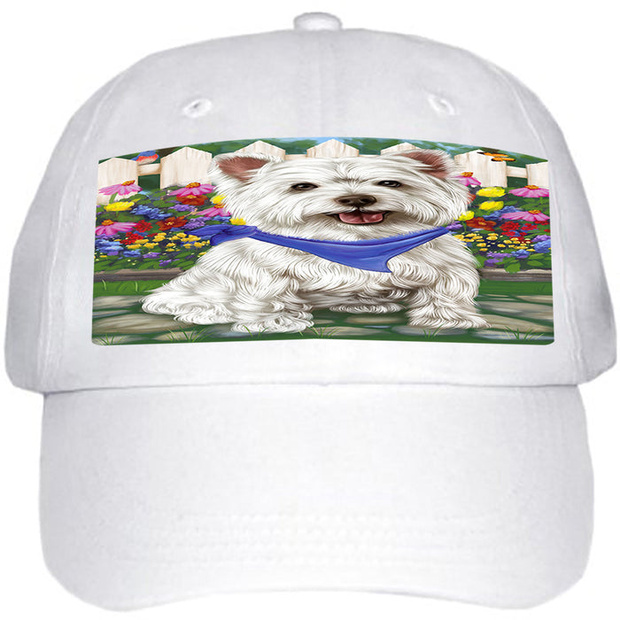 Spring Floral West Highland Terrier Dog Ball Hat Cap HAT59838