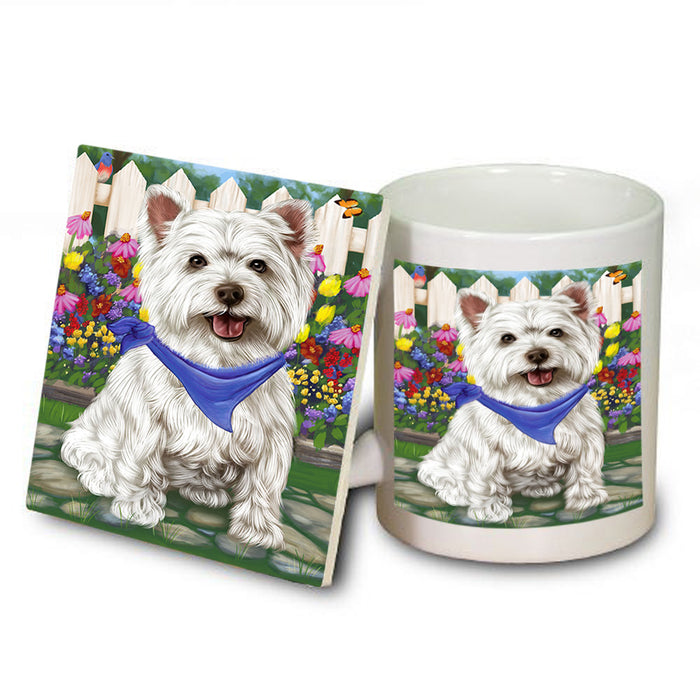 Spring Floral West Highland Terrier Dog Mug and Coaster Set MUC52272