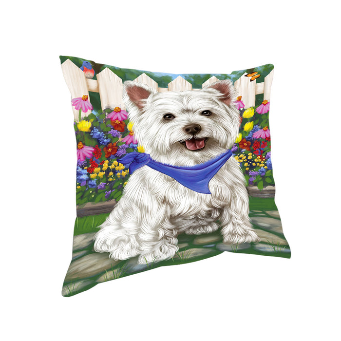 Spring Floral West Highland Terrier Dog Pillow PIL56592