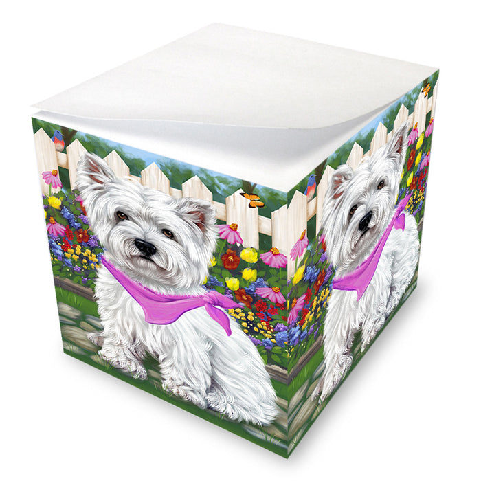 Spring Floral West Highland Terrier Dog Note Cube NOC52281