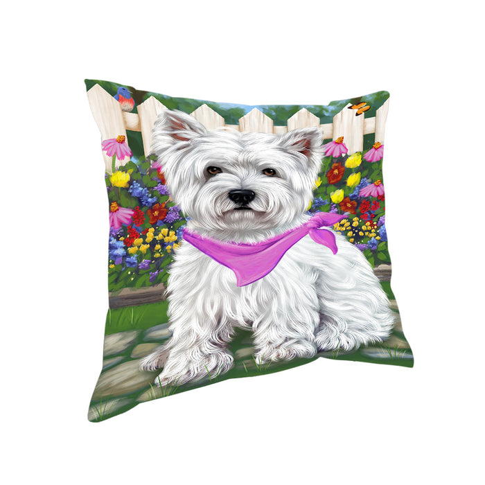 Spring Floral West Highland Terrier Dog Pillow PIL56596