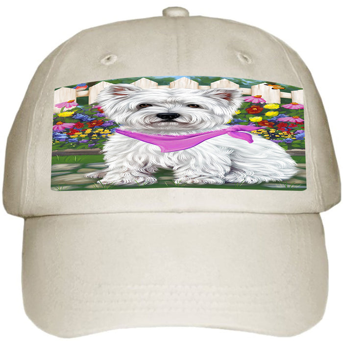 Spring Floral West Highland Terrier Dog Ball Hat Cap HAT59841