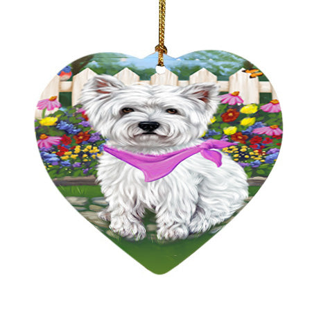 Spring Floral West Highland Terrier Dog Heart Christmas Ornament HPOR52188