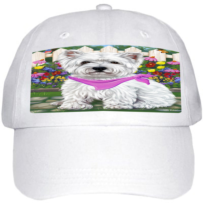Spring Floral West Highland Terrier Dog Ball Hat Cap HAT59841
