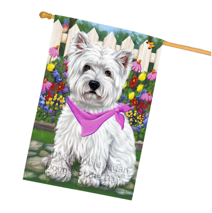Spring Floral West Highland Terrier Dog House Flag FLG50150