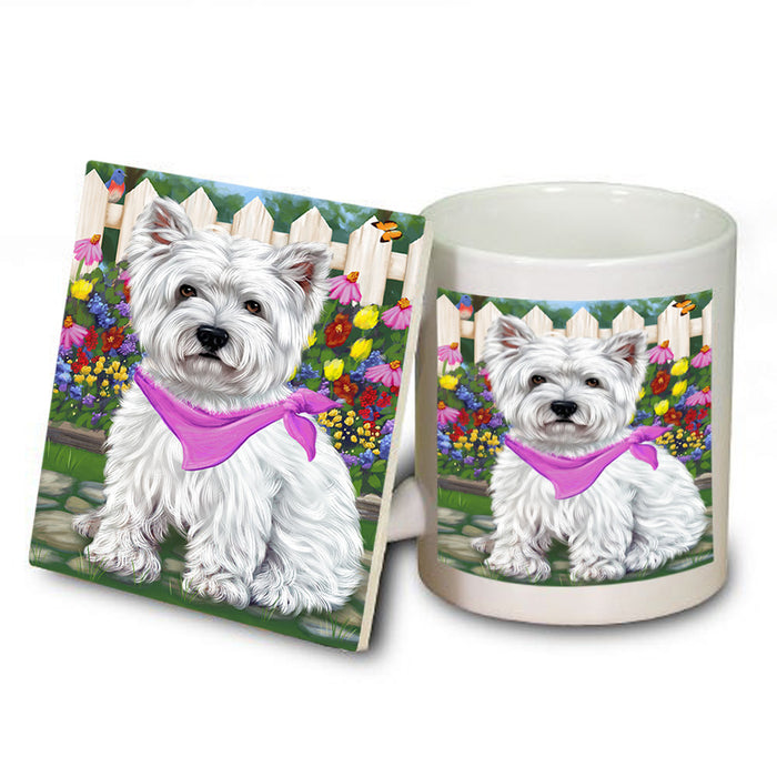 Spring Floral West Highland Terrier Dog Mug and Coaster Set MUC52273